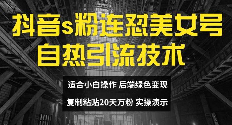 抖音s粉连怼美女号自热引流技术复制粘贴，20天万粉账号，无需实名制，矩阵操作【揭秘】-千寻创业网