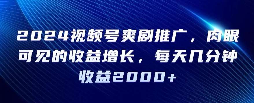 2024视频号爽剧推广，肉眼可见的收益增长，每天几分钟收益2000+【揭秘】-千寻创业网