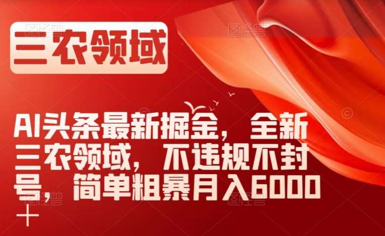 AI头条最新掘金，全新三农领域，不违规不封号，简单粗暴月入6000＋【揭秘】-千寻创业网