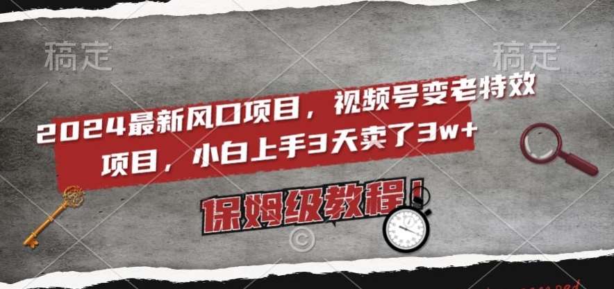 2024最新风口项目，视频号变老特效项目，电脑小白上手3天卖了3w+，保姆级教程【揭秘】-千寻创业网