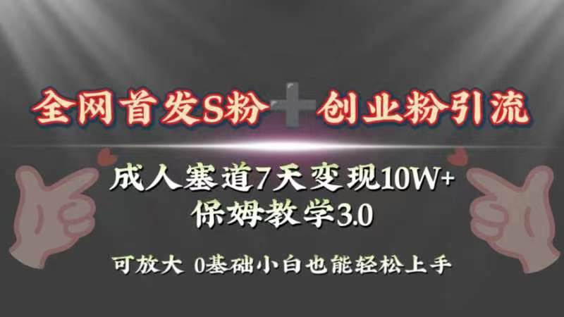 （8337期）全网首发s粉加创业粉引流变现，成人用品赛道7天变现10w+保姆教学3.0-千寻创业网
