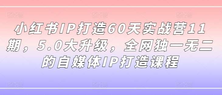 小红书IP打造60天实战营11期，5.0大升级，全网独一无二的自媒体IP打造课程-千寻创业网