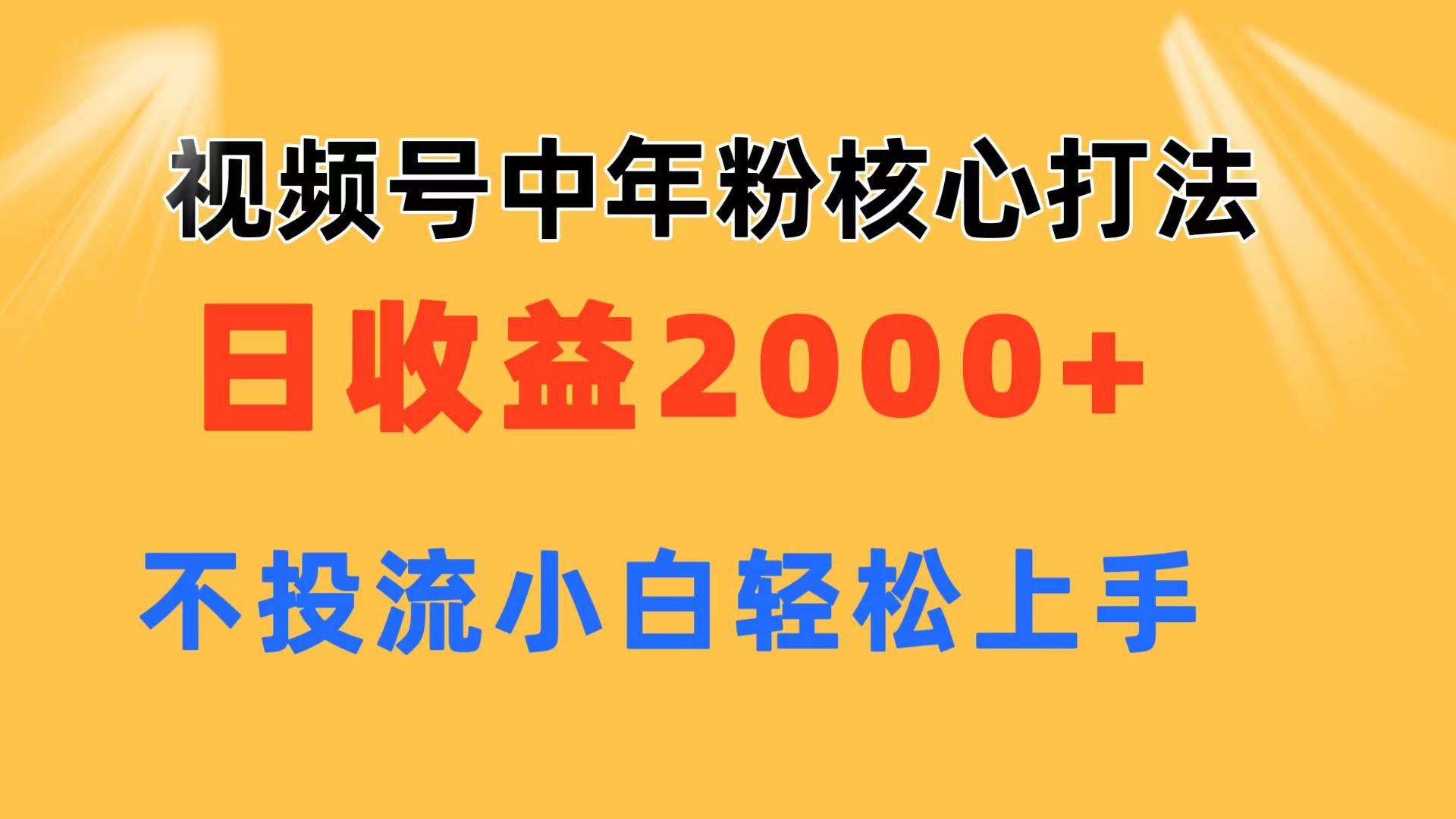 （11205期）视频号中年粉核心玩法 日收益2000+ 不投流小白轻松上手-千寻创业网