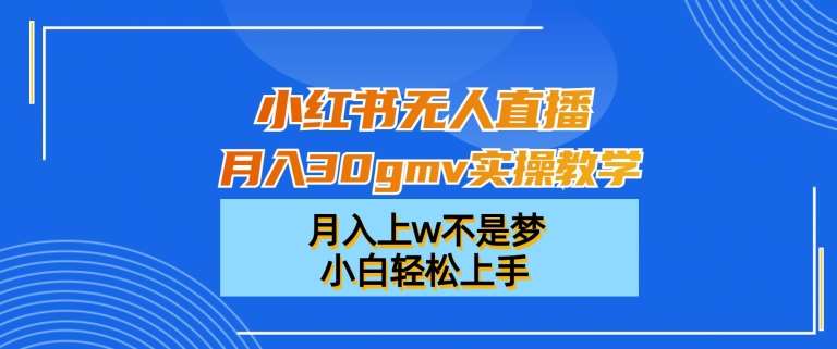 小红书无人直播月入30gmv实操教学，月入上w不是梦，小白轻松上手【揭秘】-千寻创业网