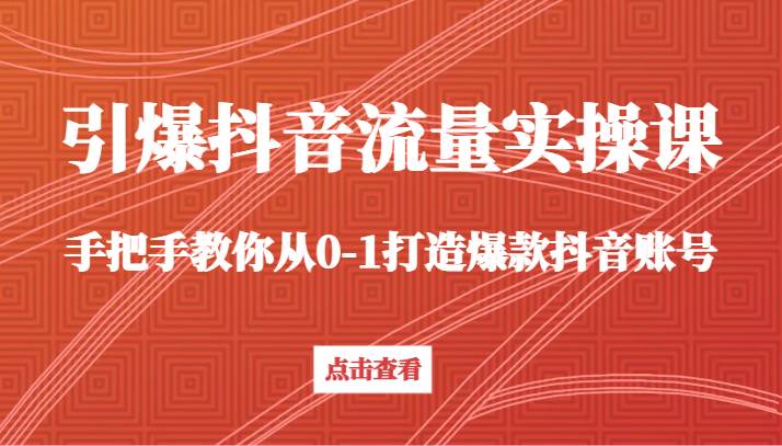 引爆抖音流量实操课，手把手教你从0-1打造爆款抖音账号（27节课）-千寻创业网