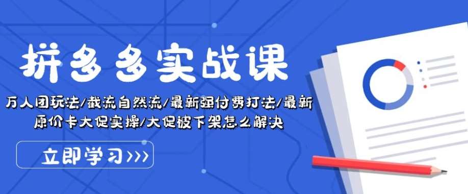 拼多多实战课：万人团玩法/截流自然流/最新强付费打法/最新原价卡大促..-千寻创业网