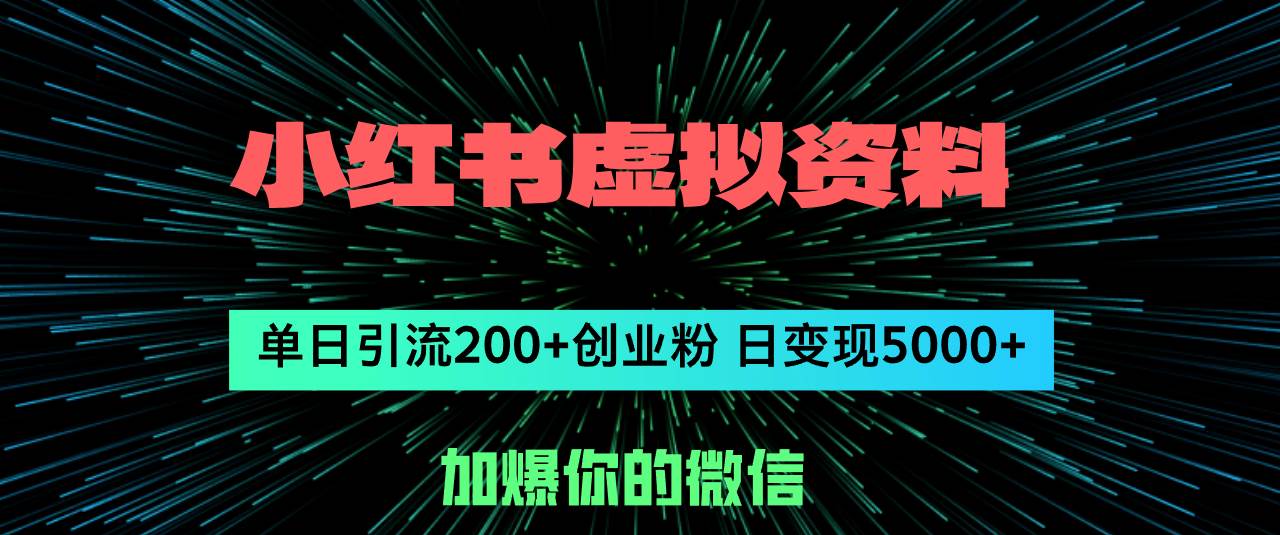 （12164期）小红书虚拟资料日引流200+创业粉，单日变现5000+-千寻创业网