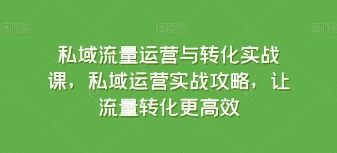 私域流量运营与转化实战课，私域运营实战攻略，让流量转化更高效-千寻创业网
