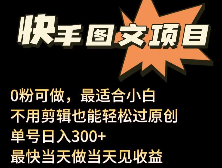 24年最新快手图文带货项目，零粉可做，不用剪辑轻松过原创单号轻松日入300+【揭秘】-千寻创业网