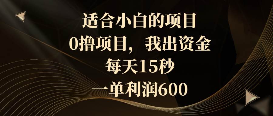 （8571期）适合小白的项目，0撸项目，我出资金，每天15秒，一单利润600-千寻创业网
