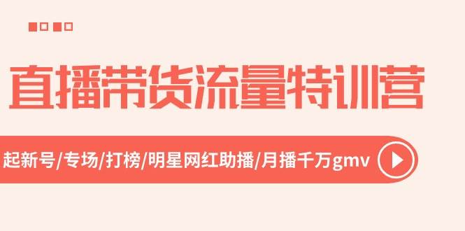 直播带货流量特训营，起新号-专场-打榜-明星网红助播 月播千万gmv（52节）-千寻创业网