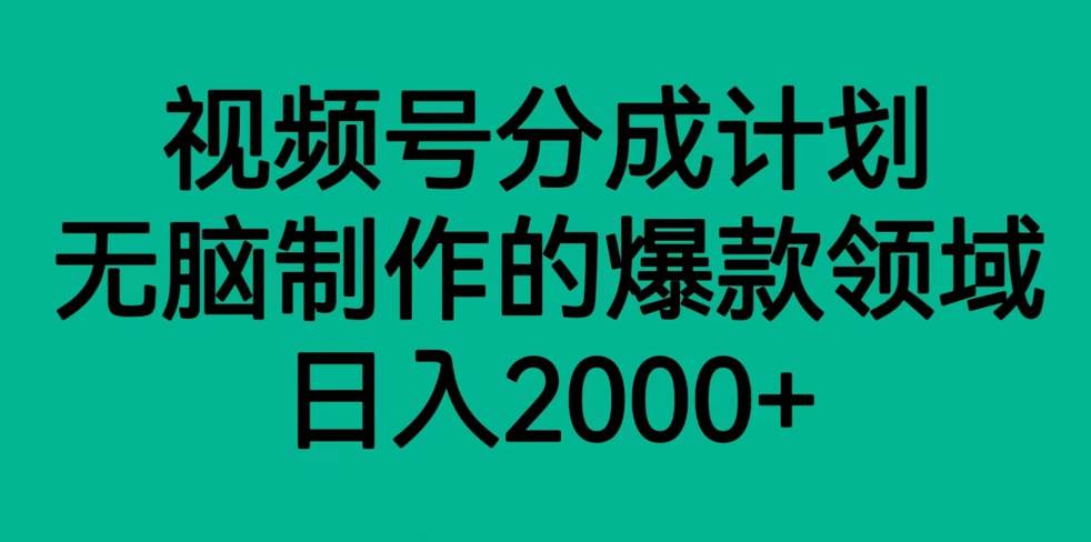 视频号分成计划，轻松无脑制作的爆款领域，日入2000+-千寻创业网