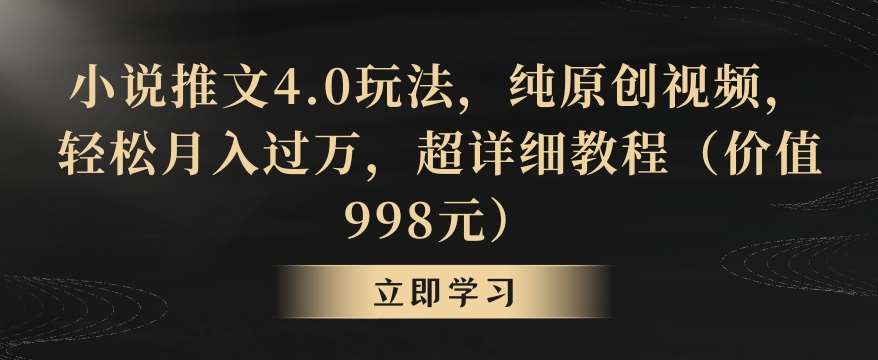 小说推文4.0玩法，纯原创视频，轻松月入过万，超详细教程（价值998元）【揭秘】-千寻创业网