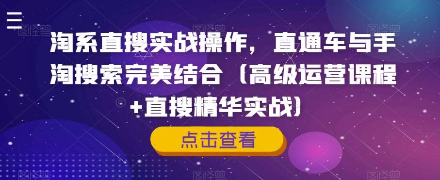 淘系直搜实战操作，直通车与手淘搜索完美结合（高级运营课程+直搜精华实战）-千寻创业网