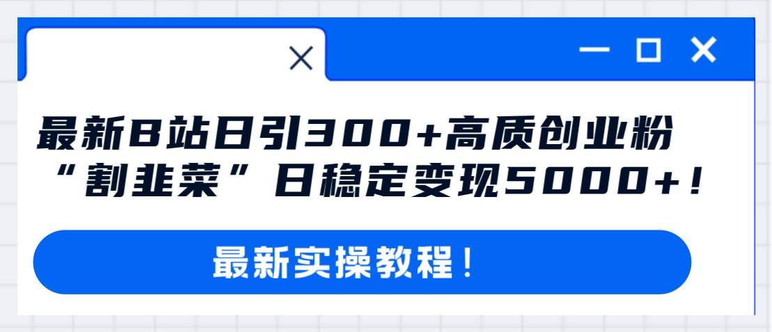 （8216期）最新B站日引300+高质创业粉教程！“割韭菜”日稳定变现5000+！-千寻创业网