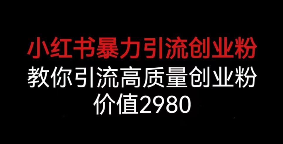 小红书暴力引流创业粉，教你引流高质量创业粉，价值2980【揭秘】-千寻创业网