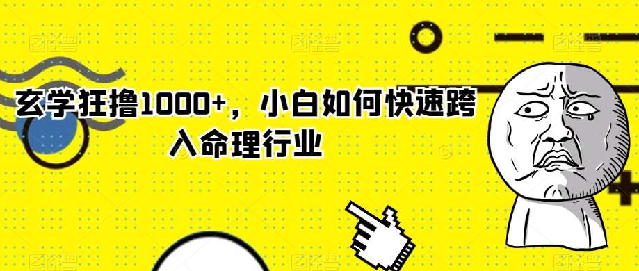 玄学狂撸1000+，小白如何快速跨入命理行业【揭秘】-千寻创业网