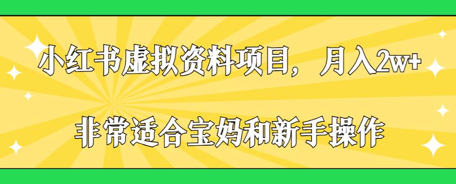 小红书虚拟资料项目，月入2w+，非常适合宝妈和新手操作【揭秘】-千寻创业网