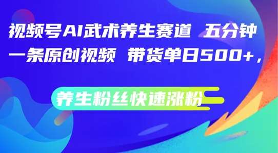 视频号AI武术养生赛道，五分钟一条原创视频，带货单日几张，养生粉丝快速涨粉【揭秘】-千寻创业网