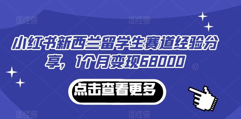小红书新西兰留学生赛道经验分享，1个月变现68000【揭秘】-千寻创业网