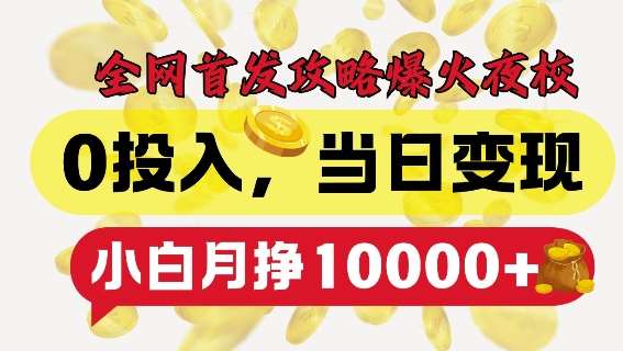 全网首发爆火夜校，0投入，当日变现，小白轻松月入1w+【揭秘】-千寻创业网