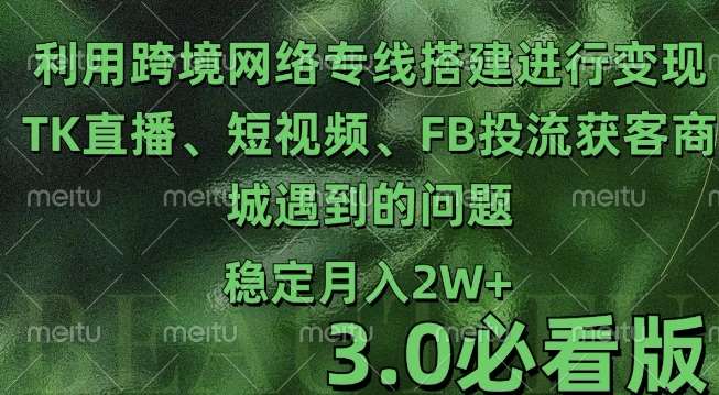 利用跨境电商网络及搭建TK直播、短视频、FB投流获客以及商城遇到的问题进行变现3.0必看版【揭秘】-千寻创业网