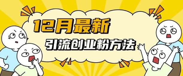 12月最新引流创业粉方法，方法非常简单，适用于多平台-千寻创业网
