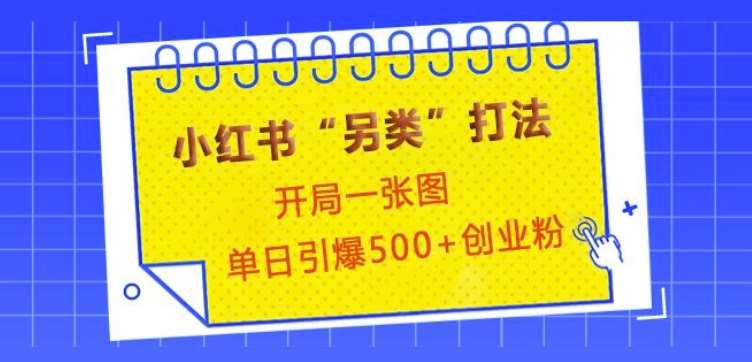 小红书“另类”打法，开局一张图，单日引爆500+精准创业粉【揭秘】-千寻创业网
