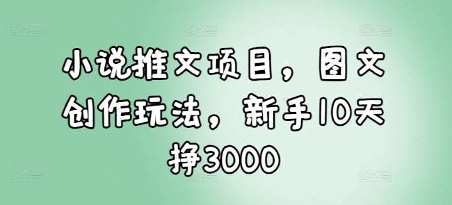 小说推文项目，图文创作玩法，新手10天挣3000-千寻创业网
