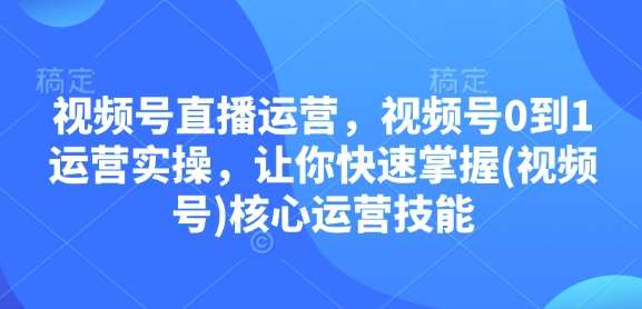视频号直播运营，视频号0到1运营实操，让你快速掌握(视频号)核心运营技能-千寻创业网