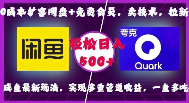 0成本扩容网盘+免费会员，卖技术，拉新，咸鱼最新玩法，实现多重管道收益，一鱼多吃，轻松日入500+-千寻创业网