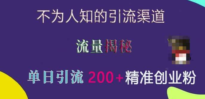 不为人知的引流渠道，流量揭秘，实测单日引流200+精准创业粉【揭秘】-千寻创业网