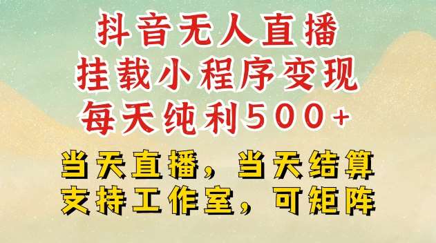 抖音无人直播挂载小程序变现每天纯利500+当天直播，当天结算支持工作室，可矩阵【揭秘】-千寻创业网