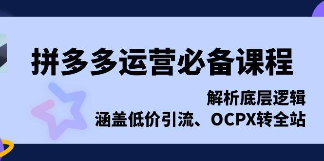 （13700期）拼多多运营必备课程，解析底层逻辑，涵盖低价引流、OCPX转全站-千寻创业网