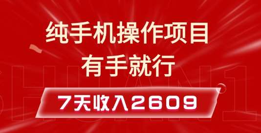 纯手机操作的小项目，有手就能做，7天收入2609+实操教程【揭秘】-千寻创业网