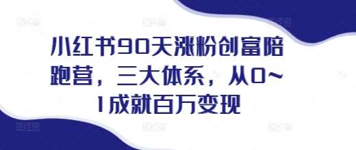 小红书90天涨粉创富陪跑营，​三大体系，从0~1成就百万变现，做小红书的最后一站-千寻创业网
