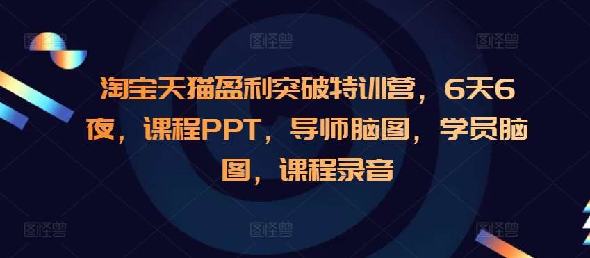 淘宝天猫盈利突破特训营，6天6夜，课程PPT，导师脑图，学员脑图，课程录音-千寻创业网