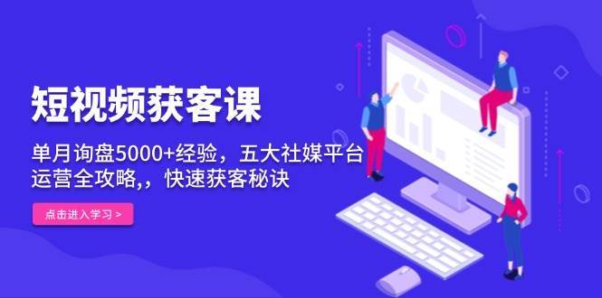 短视频获客课，单月询盘5000+经验，五大社媒平台运营全攻略,，快速获客秘诀-千寻创业网
