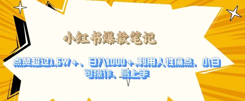 利用人性的痛点，打造爆款笔记，获得点赞超过1.5W+，日入1k【揭秘】-千寻创业网