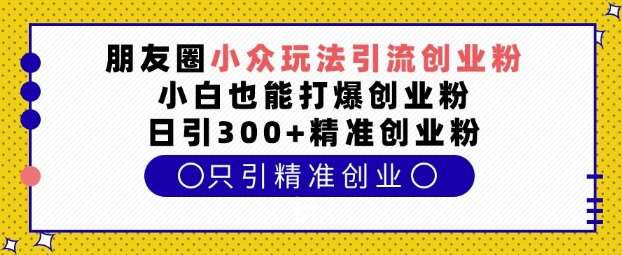 朋友圈小众玩法引流创业粉，小白也能打爆创业粉，日引300+精准创业粉【揭秘】-千寻创业网