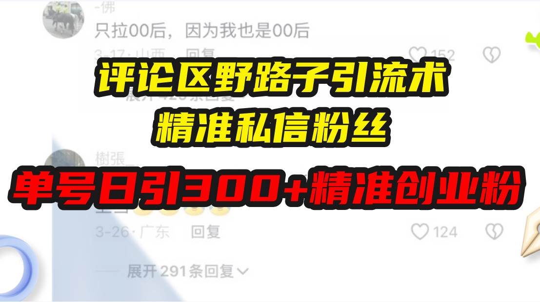 （13676期）评论区野路子引流术，精准私信粉丝，单号日引流300+精准创业粉-千寻创业网