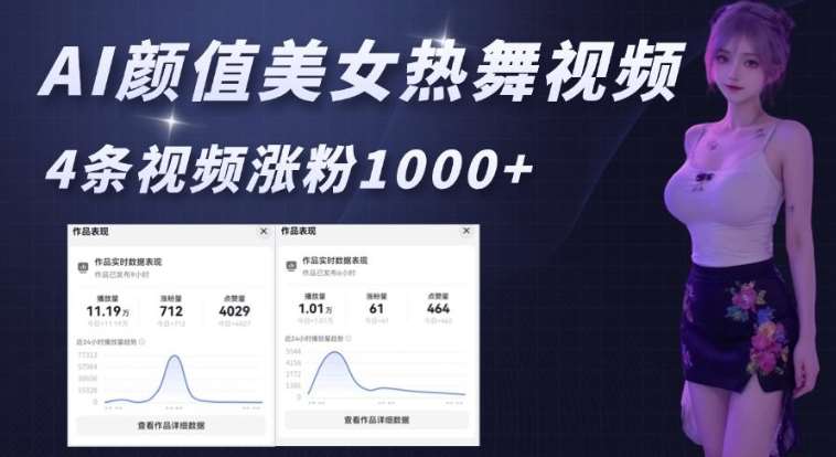 AI颜值美女热舞视频，4条视频涨粉1000+，实测6分钟一条-千寻创业网