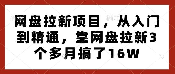 网盘拉新项目，从入门到精通，靠网盘拉新3个多月搞了16W-千寻创业网