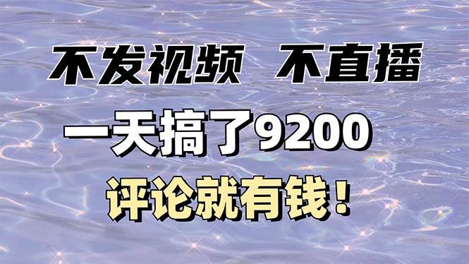 （14018期）不发作品不直播，评论就有钱，一条最高10块，一天搞了9200-千寻创业网