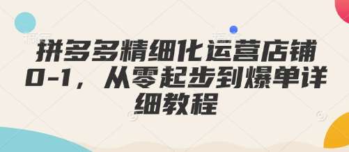 拼多多精细化运营店铺0-1，从零起步到爆单详细教程-千寻创业网