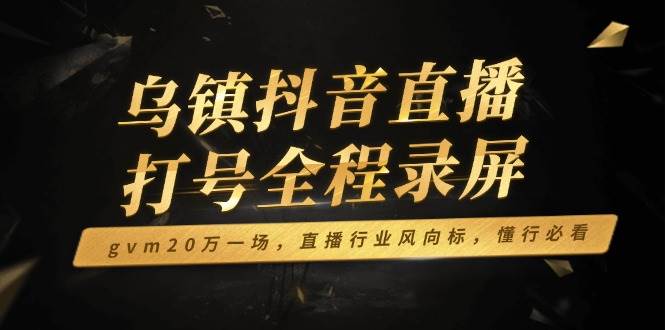 （14014期）乌镇抖音直播打号全程录屏，gvm20万一场，直播行业风向标，懂行必看-千寻创业网