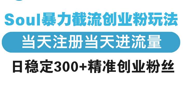 （13935期）Soul暴力截流创业粉玩法，当天注册当天进流量，日稳定300+精准创业粉丝-千寻创业网