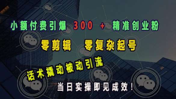 小额付费引爆 300 + 精准创业粉，零剪辑、零复杂起号，话术撬动被动引流，当日实操即见成效-千寻创业网
