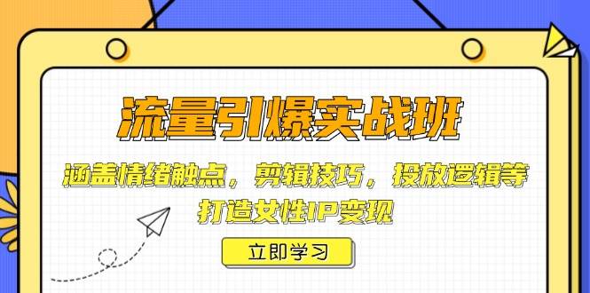 （14008期）流量引爆实战班，涵盖情绪触点，剪辑技巧，投放逻辑等，打造女性IP变现-千寻创业网