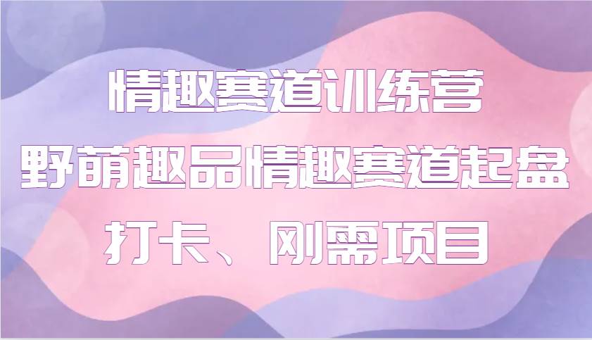 情趣赛道训练营 野萌趣品情趣赛道起盘打卡、刚需项目-千寻创业网